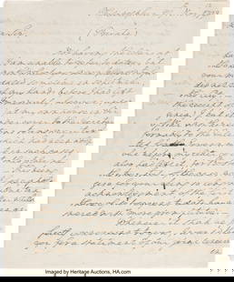 George Washington Autograph Letter Signed. Two p: George Washington Autograph Letter Signed&period; Two pages of a bifolium&comma; 7 1&sol;2 x 9 inches&comma; Philadelphia&comma; Pennsylvania&semi; November 27&comma; 1793&period; Washington writes to