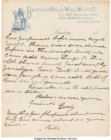 47033&colon; William F&period; Cody Partial Autograph Letter Signed&period;