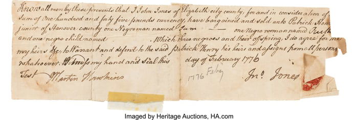 47036&colon; Bill of Sale for an Enslaved Family Purchased by