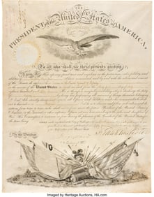 47126: Franklin Pierce and Jefferson Davis Signed Milit