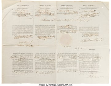 47127&colon; Franklin Pierce Signed Four Languages Ship's Pas