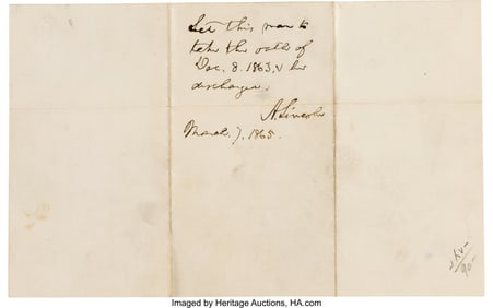 47130: Abraham Lincoln Autograph Endorsement Signed on