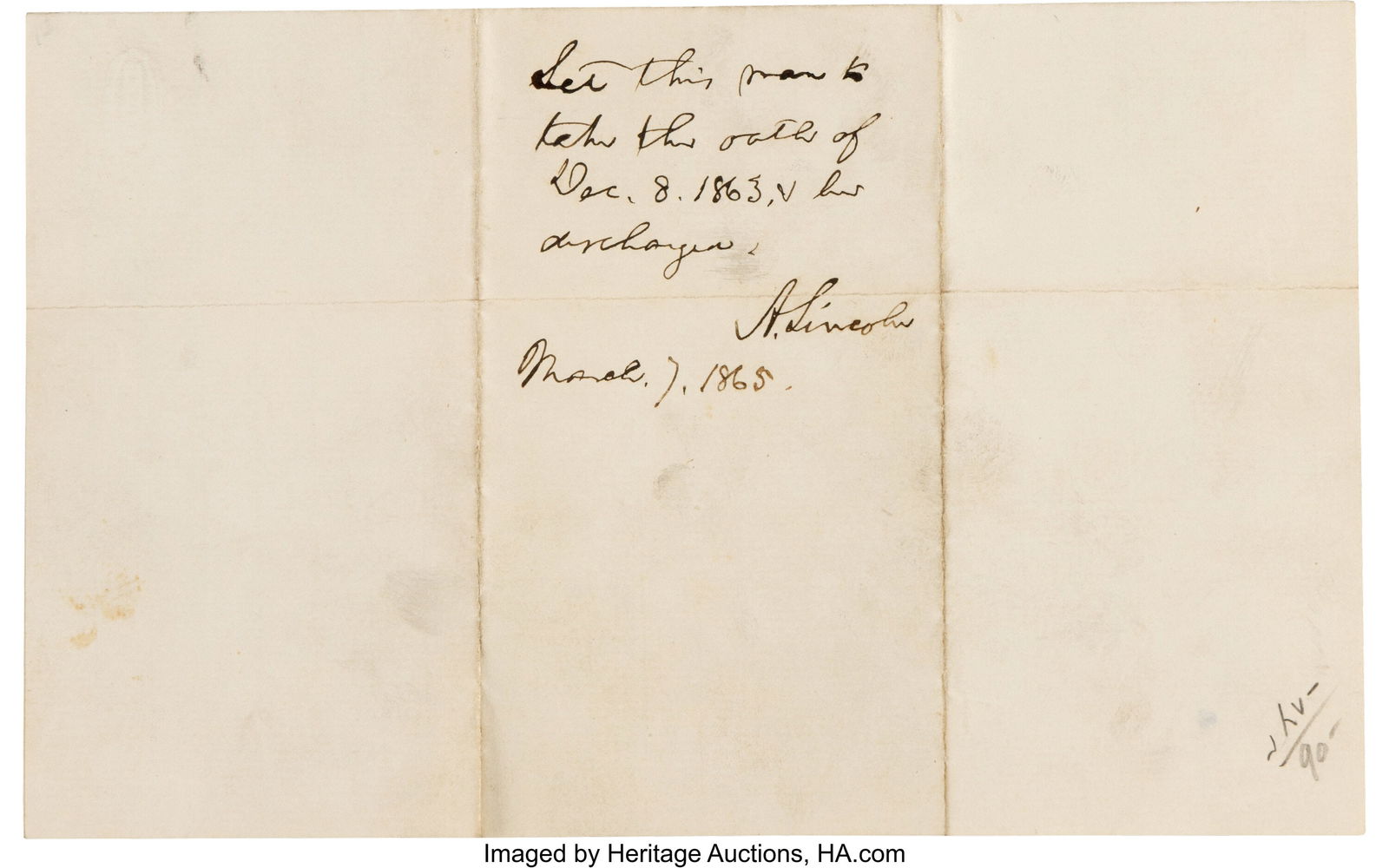 Abraham Lincoln Autograph Endorsement Signed on (1 of 2)
