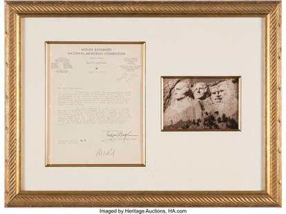 Gutzon Borglum Typed Letter Signed. One page, 8: Gutzon Borglum Typed Letter Signed&period; One page&comma; 8 x 10 inches &lpar;sight&rpar;&comma; Rapid City&comma; North Dakota&semi; July 19&comma; 1938&period; A letter on "Mount Rushmore National