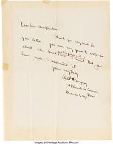 47197&colon; Ernest Hemingway Autograph Letter Signed&period; One pa