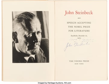 47202&colon; John Steinbeck Signed Acceptance Speech for the 