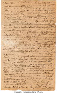 [Revolutionary War]. Handwritten Statement by Ja: [Revolutionary War]. Handwritten Statement by Jacob Townsley, a Soldier in John Sullivan's Brigade. Four pages, 7 3/8 x 12 inches; "Township of Steuben," Washington County, Massachusetts. Although und