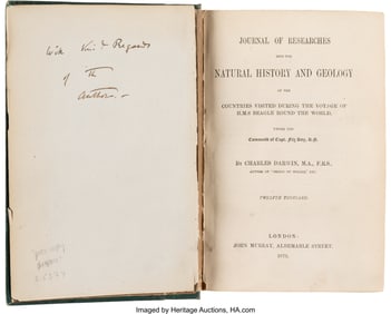 47207: Charles Darwin Presentation Copy of Naturalist's