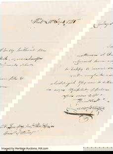 [Revolutionary War]. Anthony Wayne Letter Signed: &lbrack;Revolutionary War&rsqb;&period; Anthony Wayne Letter Signed&period; One page&comma; 7 x 9 inches&comma; Philadelphia&semi; May 11&comma; 1781&period; Mounted to a larger sheet to an overall si