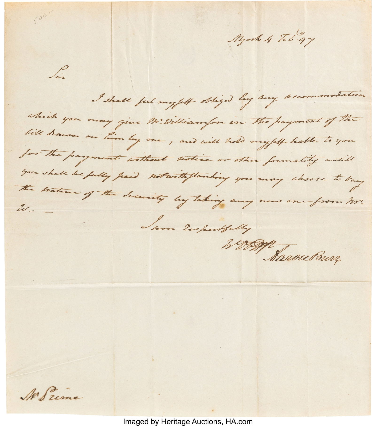 Aaron Burr Autograph Letter Signed. One page, 8 (1 of 2)