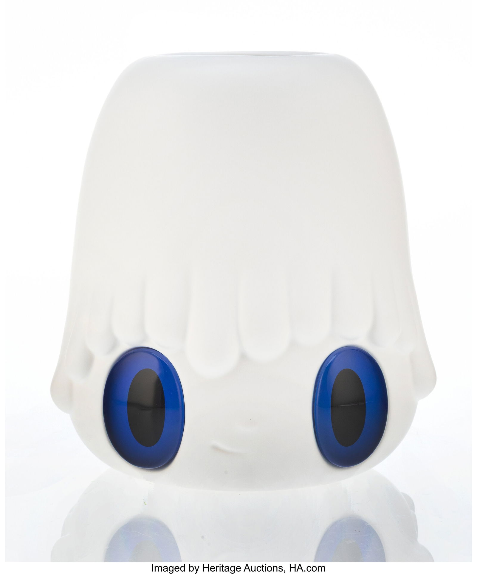Javier Calleja (b. 1971) Pot Pop Top (Tall) (Whi: Javier Calleja (b. 1971) Pot Pop Top (Tall) (White/Blue), 2021 Ceramic with glass 9-3/4 x 8 x 7 inches (24.8 x 20.3 x 17.8