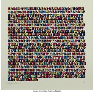 Ben Eine (b. 1970) Oranges and Lemons, 2011 Scre: Ben Eine &lpar;b&period; 1970&rpar; Oranges and Lemons&comma; 2011 Screenprint in colors on wove paper 28 x 28 inches &lpar;71&period;1 x 71&period;1 cm&rpar; &lpar;sheet&rpar; Ed&period; 1&sol;4 Sign