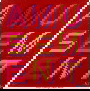 Ben Eine (b. 1970) Amusement (Red), 2014 Screenp: Ben Eine &lpar;b&period; 1970&rpar; Amusement &lpar;Red&rpar;&comma; 2014 Screenprint in colors with glitter on Somerset paper 24 x 24 inches &lpar;61&period;0 x 61&period;0 cm&rpar; &lpar;sheet&rpar;
