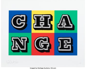 43070&colon; Ben Eine &lpar;b&period; 1970&rpar; Change&comma; 2016 Screenprint in c