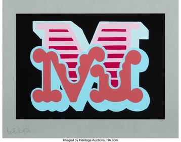 43071&colon; Ben Eine &lpar;b&period; 1970&rpar; M &lpar;Dark Blue&rpar;&comma; 2016 Screenpri