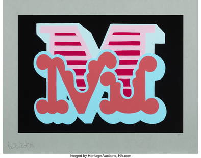 Ben Eine (b. 1970) M (Dark Blue), 2016 Screenpri: Ben Eine &lpar;b&period; 1970&rpar; M &lpar;Dark Blue&rpar;&comma; 2016 Screenprint in colors on Somerset Satin paper 21-1&sol;2 x 27-1&sol;2 inches &lpar;54&period;6 x 69&period;8 cm&rpar; &lpar;shee