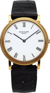 Patek Philippe Calatrava "Hobnail" Reference 374: Patek Philippe Calatrava "Hobnail" Reference 3744 Gold Wristwatch Case&colon; 32&period;5mm Dial&colon; White roman&comma; Black stick hands Movement&colon; Quartz Band&colon; Generic alligator strap