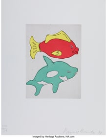 41003: Donald Baechler (b. 1956) Two Fishes, 1999 Etchi