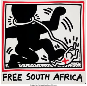 41023: Keith Haring (1958-1990) Free South Africa (Post