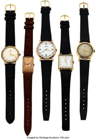 13020: Five 14k Gold Vintage Wristwatches Case: 14k ye