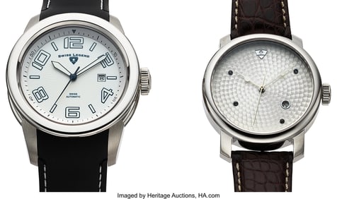 13041: Lot Of 2 Swiss Legend Automatic Wrist Watches C