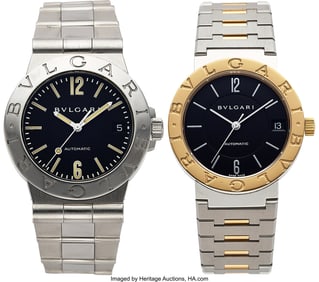 13059: Lot of 2 Bulgari "Bvlgari" Wristwatches Left: T