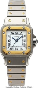 13025: Lady's Steel and 18KYG Cartier Santos Automatic