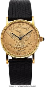 13026: Corum $10 Gold Coin Manual Wind Watch Case: 28m