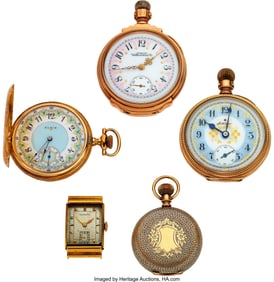 13065: Five Gold Watches, Hamilton "Gordon" 18k Wristwa