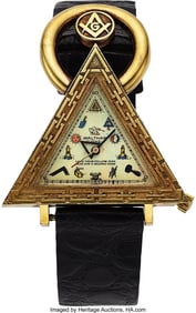 13006: Waltham Triangle Masonic Gold Plated Watch with