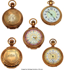 13067: Five American Watches, Fancy O'Hara Dials Case: