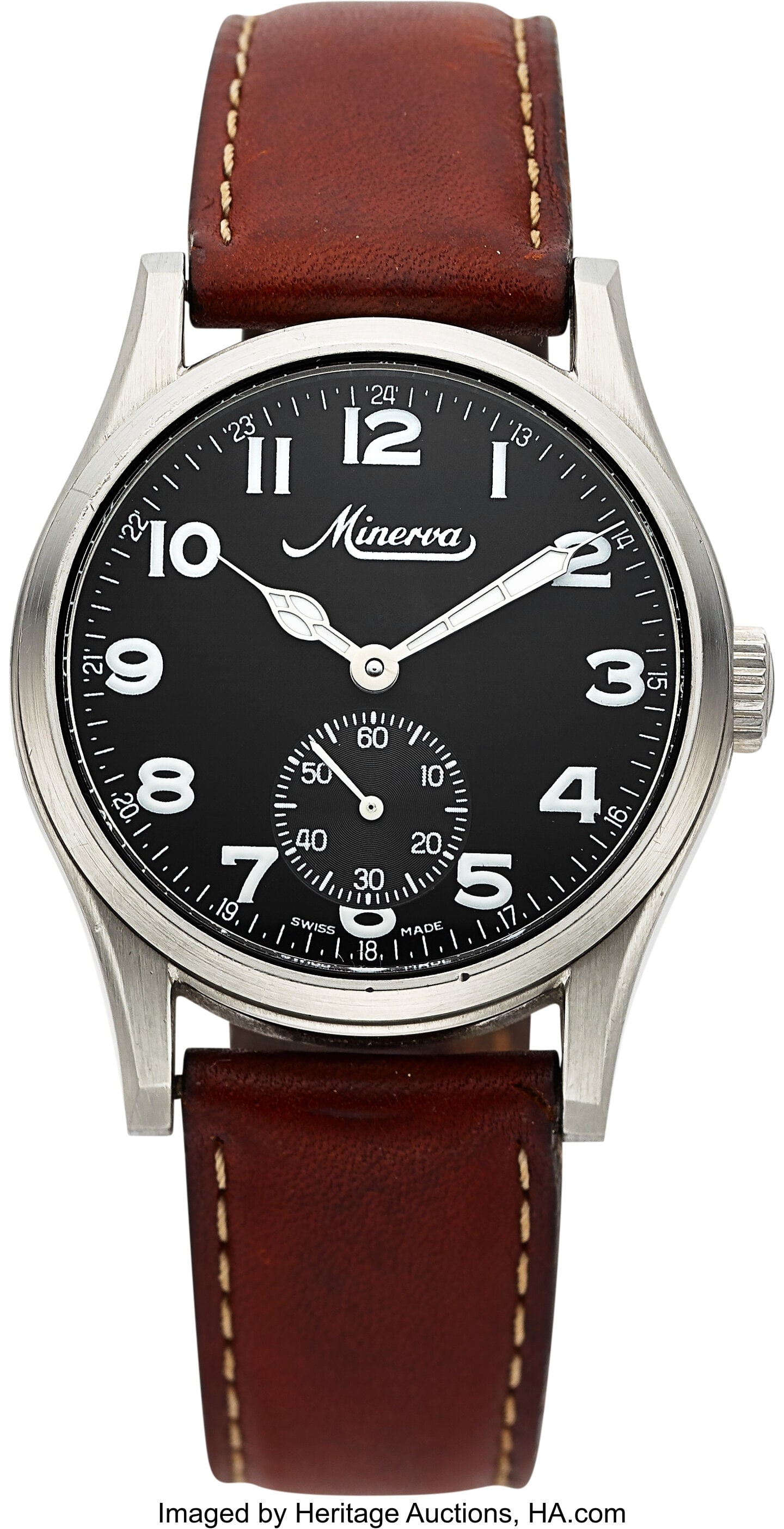 Minerva Pythagore Stainless Steel Pilot Watch Re (1 of 3)