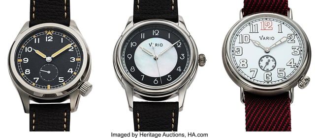 13032: Three Lot Of Vario Automatic Wrist Watches Case