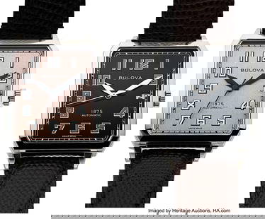 Two Lot Bulova 96B331/96B332 Breton LTD Wrist Wa: Two Lot Bulova 96B331&sol;96B332 Breton LTD Wrist Watches Case&colon; 33mm&comma; stainless steel&comma; 3 body square case with exhibition backs Dial&colon; tan and black Arabic dials &comma; black a