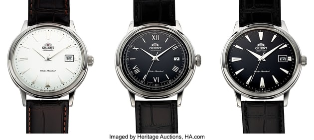 13035: Lot Of 3 Orient Bambino Version 1 and 2 Wrist Wa