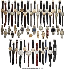13010: Lot of Fifty Vintage Wristwatches, Including Two