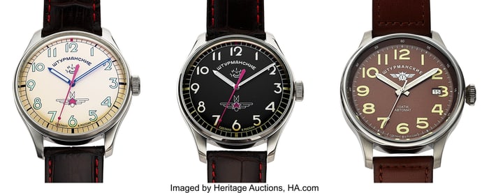 13037: Lot Of 3 Sturmanskie Gagarin Heritage Wrist Watc