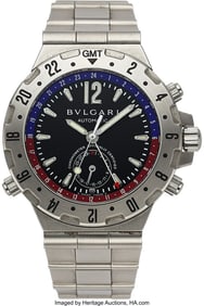 13056: Bvlgari, Stainless Steel Diagono GMT Circa 2000'