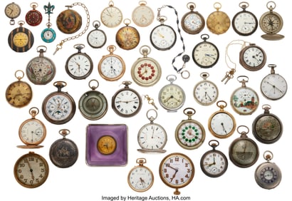 13018: Forty-One Unusual Swiss Pocket Watches Lot incl