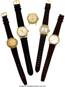 13019: Five Gold LeCoultre Vintage Watches Case: 33 to