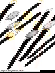 Five Gold LeCoultre Vintage Watches Case: 33 to: Five Gold LeCoultre Vintage Watches Case: 33 to 36 mm, four are 14k gold, one is 10k gold, one screw back on the automatic Dial: see photos Movement: four 17 jewel