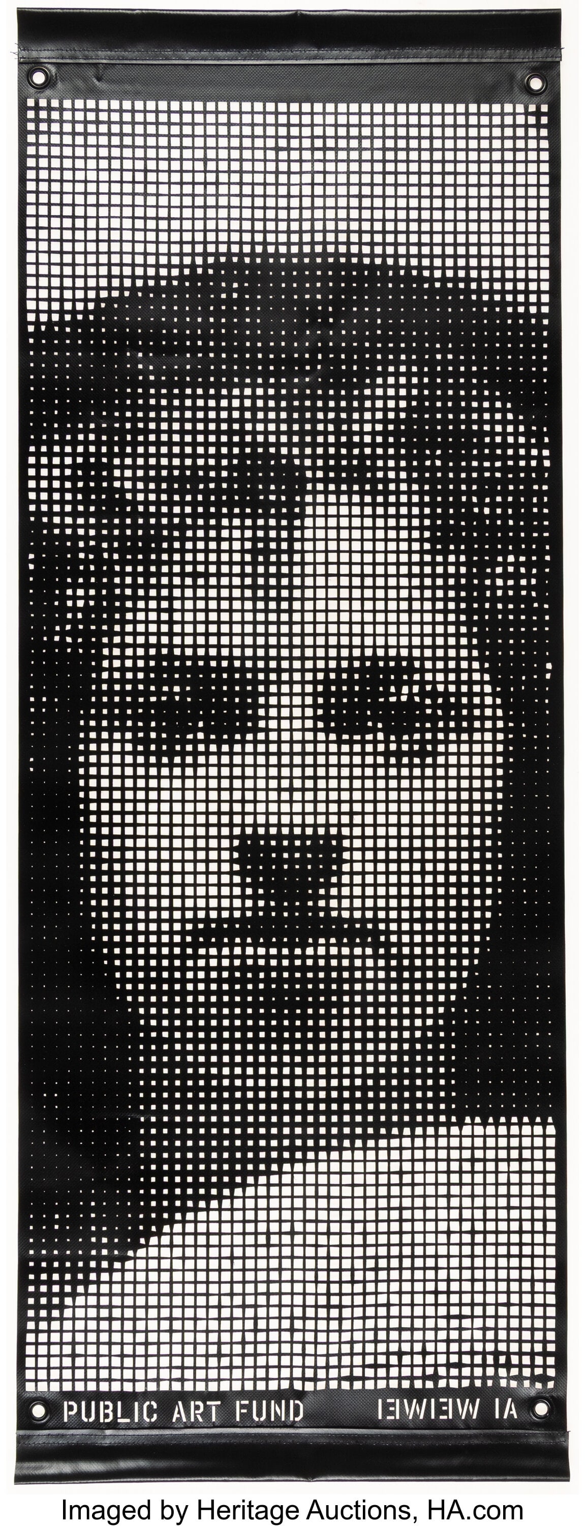 Ai Weiwei (b. 1957) Banner 13, from Portrait Ban: Ai Weiwei (b. 1957) Banner 13, from Portrait Banners, 2018 Laser-cut vinyl with metal eyelets 45 x 16-3/4 inches (114.3 x 42.5 cm) Edition of 5
