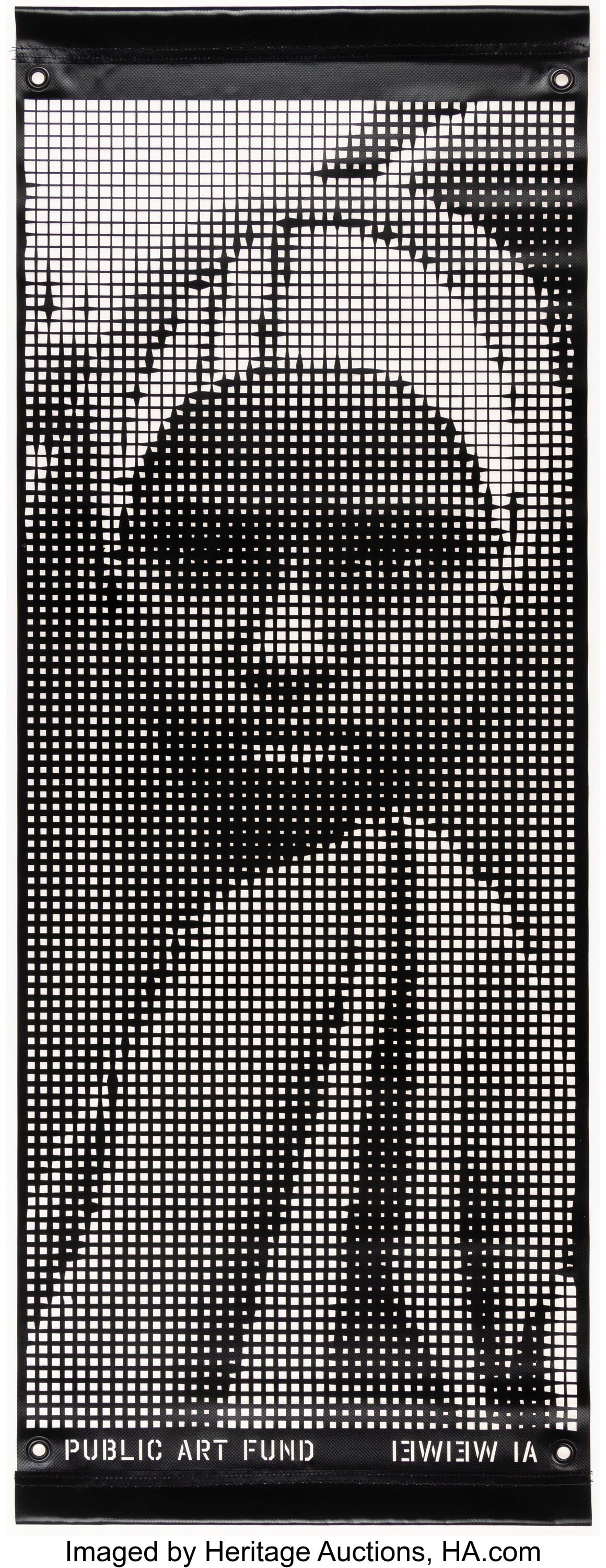 Ai Weiwei (b. 1957) Refugee, 2018 Laser-cut viny: Ai Weiwei (b. 1957) Refugee, 2018 Laser-cut vinyl with metal eyelets 45-1/4 x 17 inches (115.1 x 43.2 cm) Edition of 500 Published by Public Art Fund