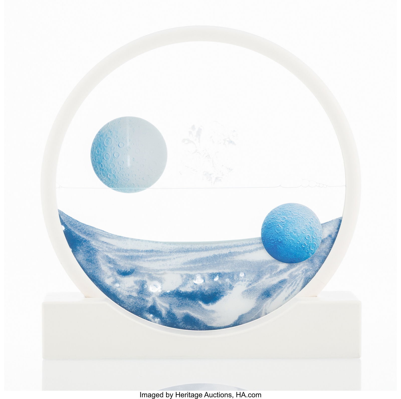 Daniel Arsham (b. 1980) Sand Circle (Blue), 2019: Daniel Arsham (b. 1980) Sand Circle (Blue), 2019 Wood, sand, and glass 10-3/4 x 10-1/8 x 2-1/4 inches (27.3 x 25.7 x 5&perio