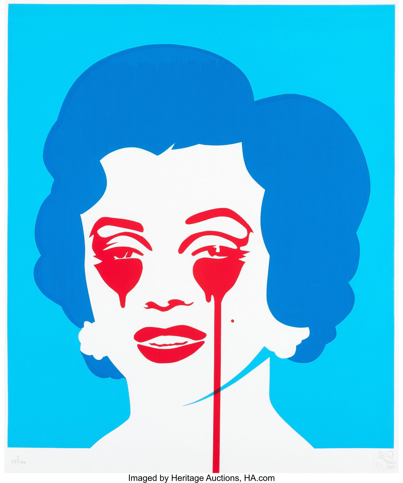 Pure Evil (b. 1968) Untitled (Marilyn Monroe Blu: Pure Evil (b. 1968) Untitled (Marilyn Monroe Blue), 2021 Screenprint in colors on Fedrigoni paper 33-1/2 x 27-1/2 inches (85 x 70 cm) (sheet&rpa