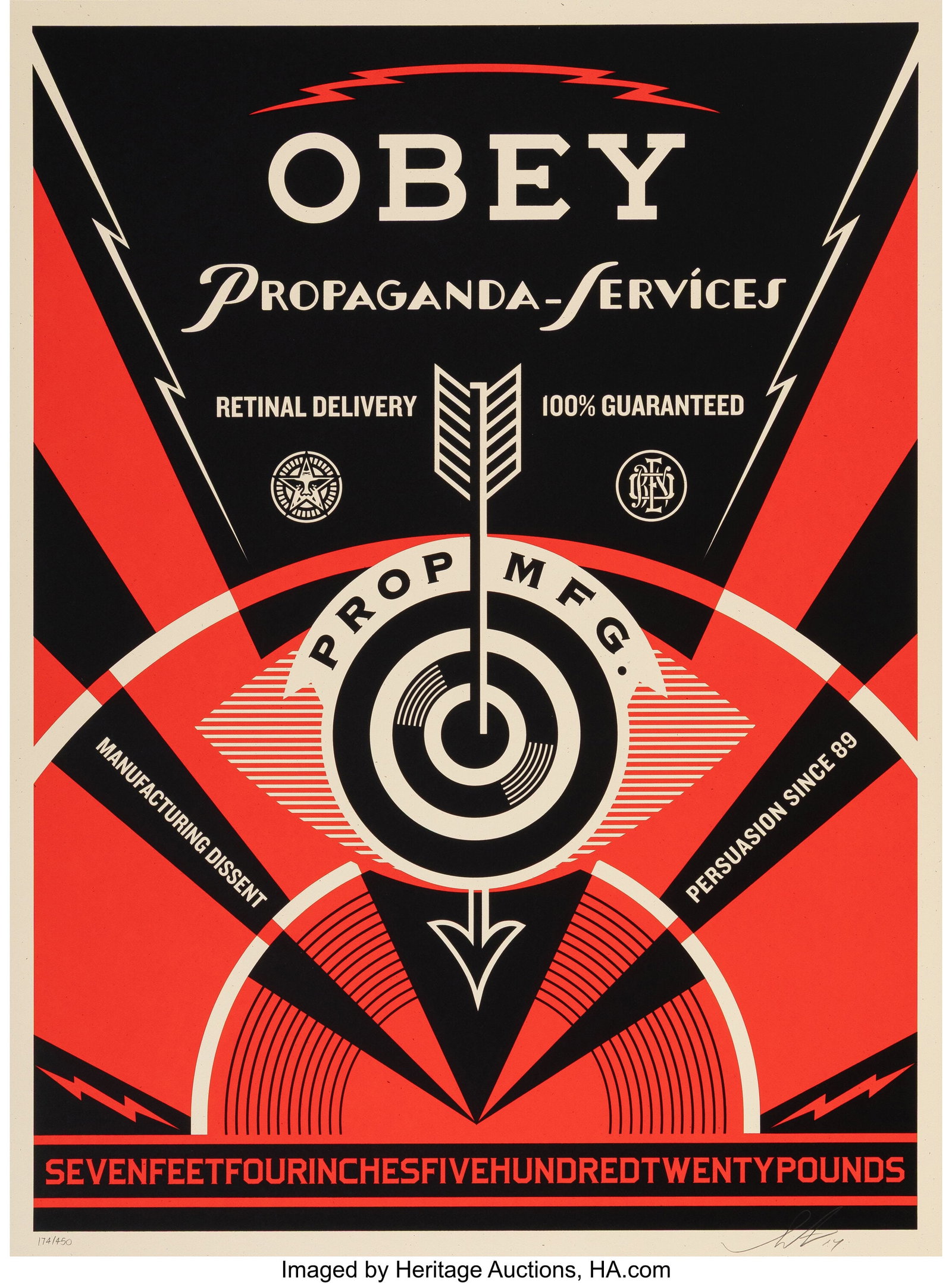 Shepard Fairey (b. 1970) Propaganda Services Eye: Shepard Fairey (b. 1970) Propaganda Services Eye, 2014 Screenprint in colors on Cream Speckletone paper 24 x 18 inches (61.0 x 45.7 cm) (sheet)