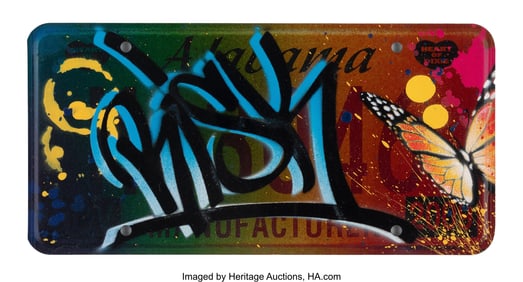 42267: RISK (b. 1967) Alabama License Plate Spray paint
