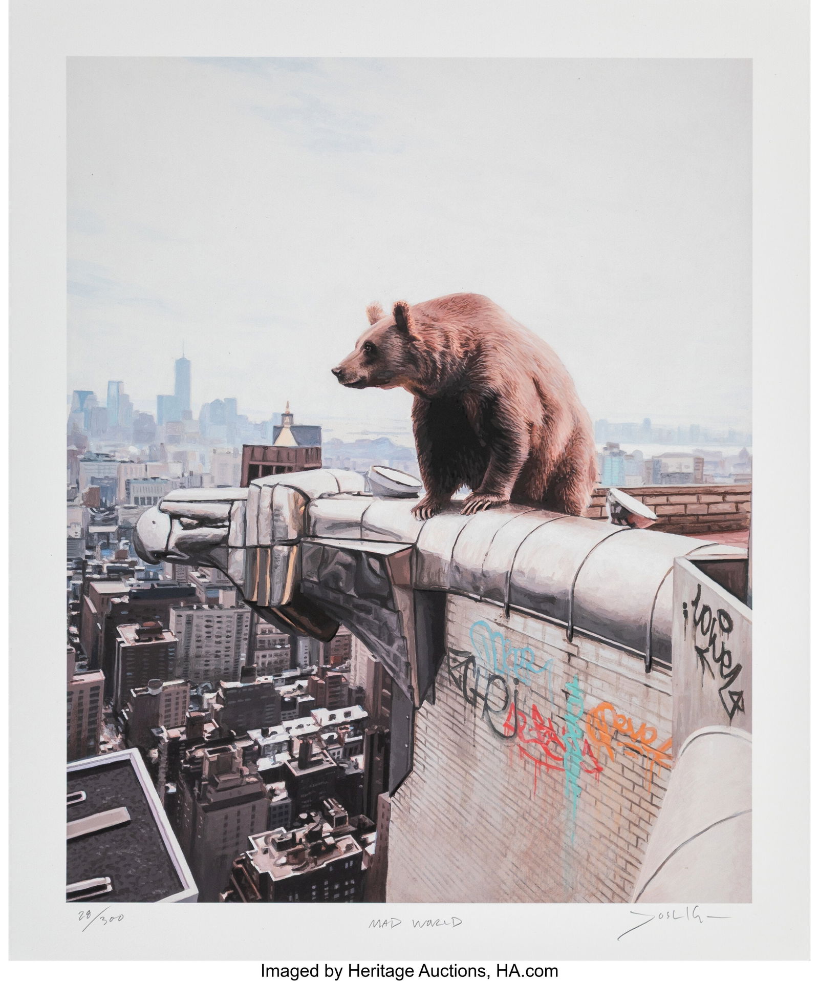 Josh Keyes (b. 1969) Mad World, 2018 Giclée pri: Josh Keyes (b. 1969) Mad World, 2018 Giclée print in colors on wove paper 16 x 13 inches (40.6 x 33 cm) (sheet) Ed. 28/300 Signed&co