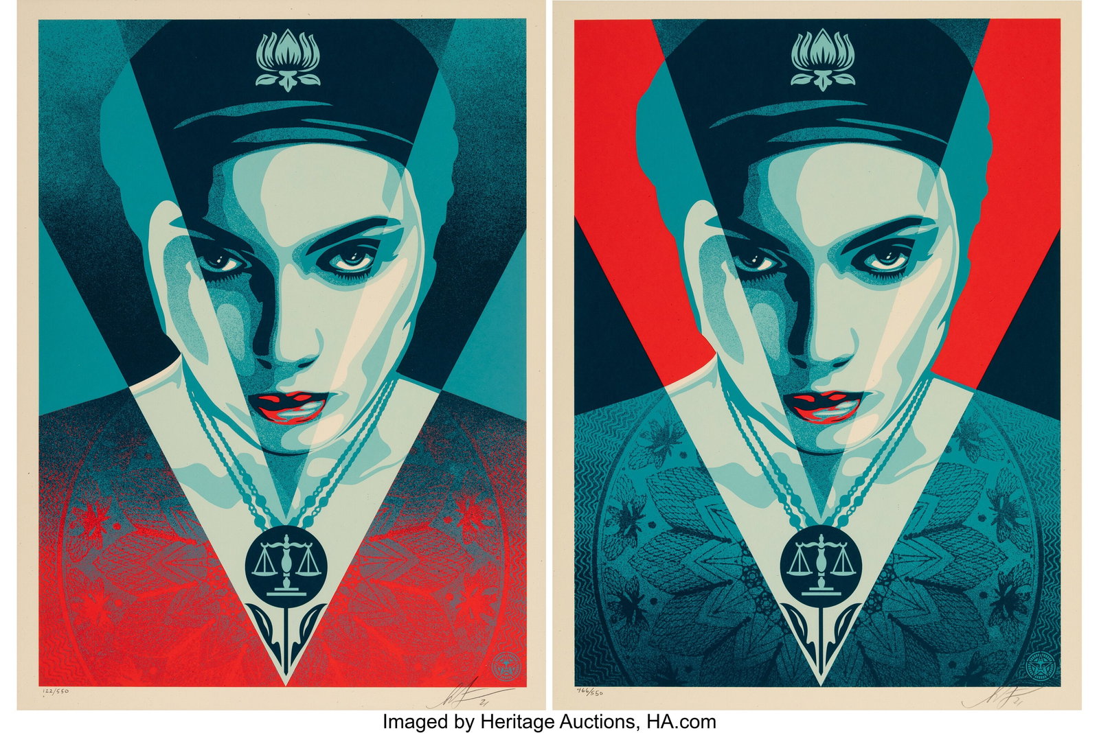 Shepard Fairey (b. 1970) Justice Woman (two work (1 of 3)