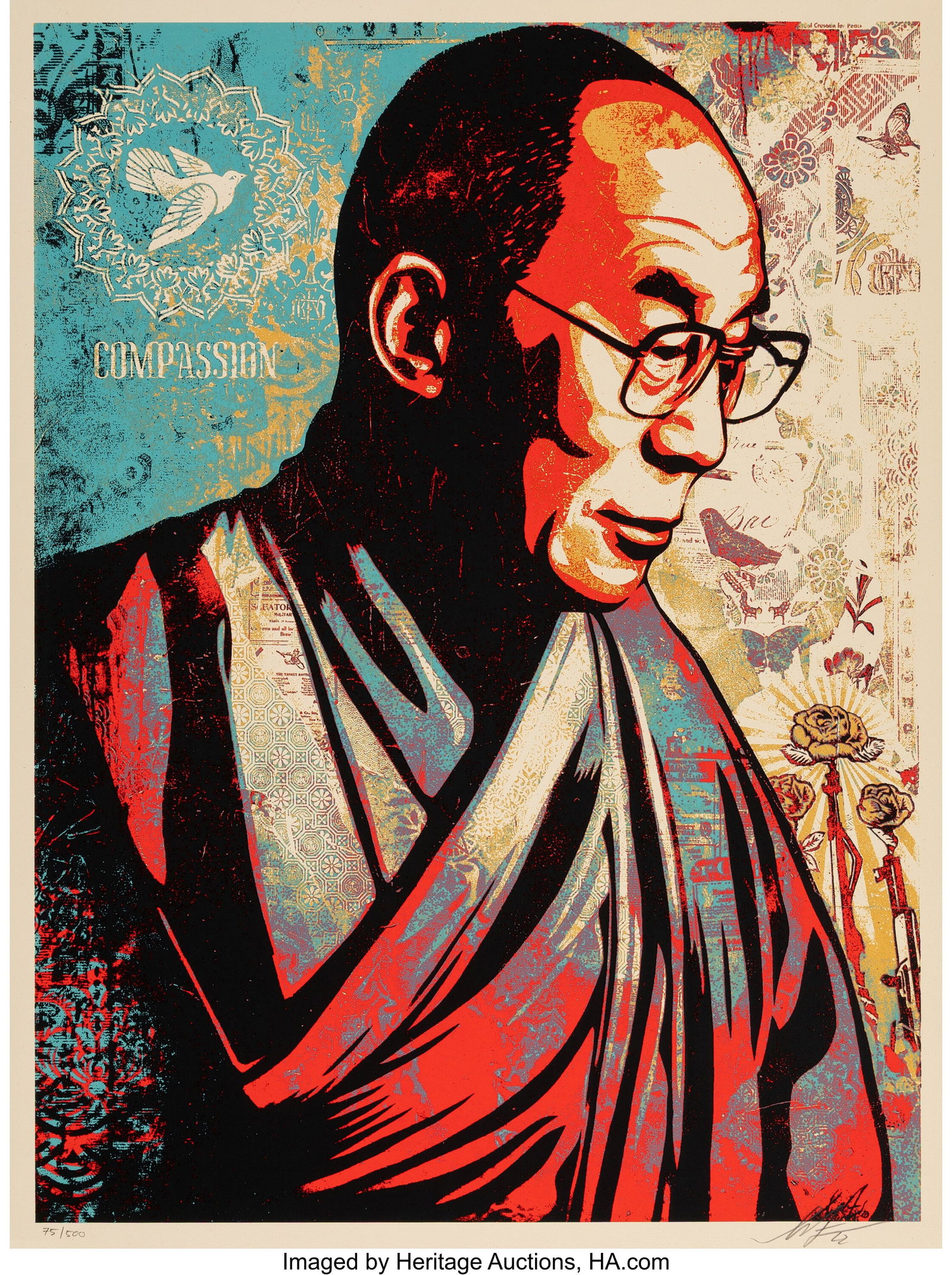 Shepard Fairey (b. 1970) Dalai Lama Compassion, (1 of 1)
